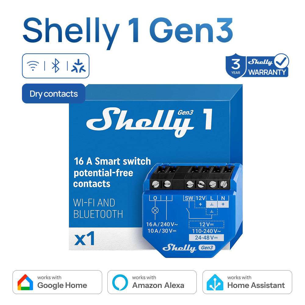 Shelly 1 Gen3 Dry Contact Smar - Shelly Relay Module recensione e prezzo