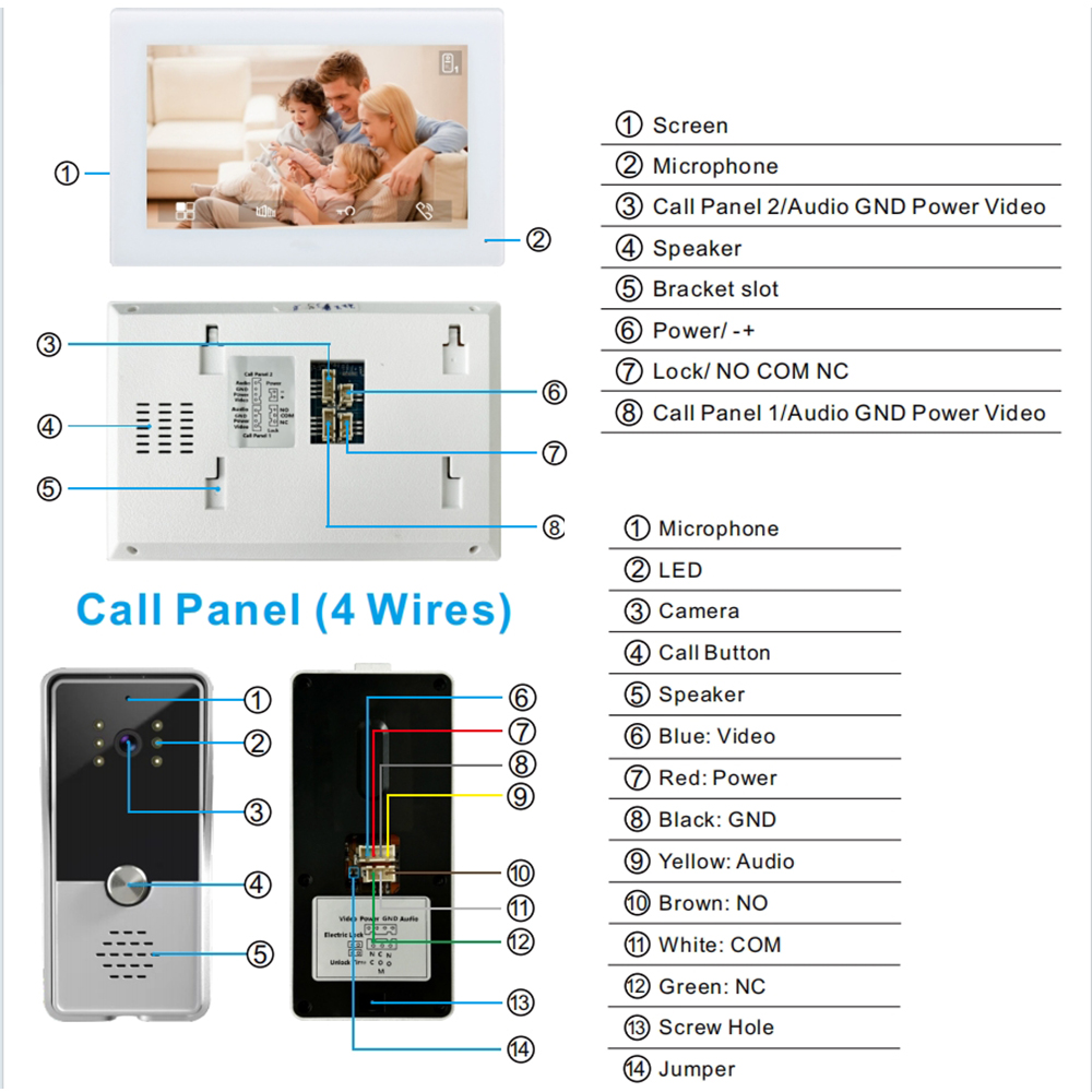 7inch Color Wired Video Interc - Smart Doorbell Wired recensione e prezzo